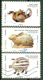 3541-B 法国 14年中国生肖动物陶瓷工艺品龙兔猪 信销票3枚