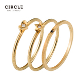 Circle日本珠宝 18k黄金黑钻白钻石单钻戒指日系混搭叠戴正品女款
