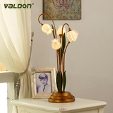 美式田园卧室现代清新欧式创意艺术法式个性花草玻璃灯罩床头台灯