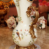 欧式奢华高档手绘陶瓷白色大号花瓶花插落地花盆装饰工艺品摆件