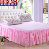 床裙单件带蕾丝花边纯棉1.5m双人粉色床罩1.8米床套1.2床单2m床群
