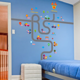 卡通儿童宝宝墙纸贴画墙贴汽车轨道贴纸儿童房客厅卧室温馨可移除