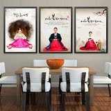 韩国古典美女装饰画韩式风格人物有框画料理店挂画韩式餐厅墙画