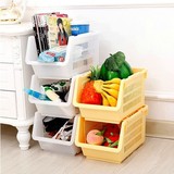 果蔬筐蔬菜厨房整理储物塑料三个装置地式置物架收纳架