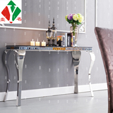 简约现代不锈钢玄关桌餐边柜 大理石钢化玻璃可定做时尚沙发背几