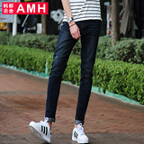 AMH男装韩版2016夏装新款青年水洗弹力修身小脚裤牛仔裤OD4099夢