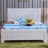 中式简约现代实木橡木双人床白色1.5 1.8米公主单人成人儿童床