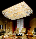 LED传统金色客厅灯具长方形水晶灯吸顶灯饰欧式大厅大气现代吊灯