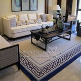现代中式奢华地毯卧室床边沙发地毯卧室床边样板间手工地毯定制
