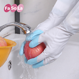 日本FaSoLa鲨鱼油橡胶手套洗碗胶皮家务手套厨房加绒防水清洁手套