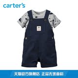 Carter's2件套装灰色短袖上衣T恤背带短裤全棉男婴儿童装121G356