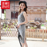 潮流前线2016年夏季新款女款韩版修身性感无袖针织连衣裙