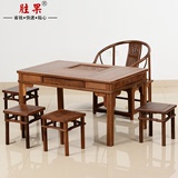 红木家具仿古鸡翅木茶桌 中式实木泡茶桌椅组合功夫茶台 茶艺桌