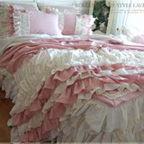 韩国进口代购床上用品婚庆全棉纯棉韩式床单被套田园粉色公主四件