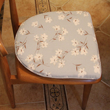 海绵棉麻透气家具可拆洗椅子垫 简约现代餐椅花卉椅垫 马蹄形坐垫