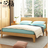 实木床1.8米床实木双人床北欧风格家具日式床宜家床白橡木