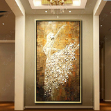 芭蕾舞 手绘油画立体 客厅玄关装饰画现代挂画欧式壁画有框 竖版