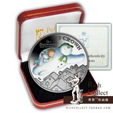 英国马恩岛2014年1克朗经典动画雪人与雪犬圣诞节彩色精制银币