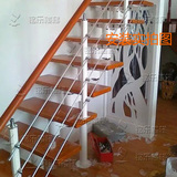 楼梯北京厂家直销钢木玻璃实木铁艺别墅阁楼复式扶手欧式现代上门
