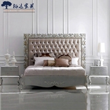 新古典公主大婚床 欧式布艺实木雕花双人床 后现代1.8高箱储物床