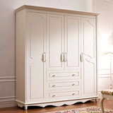 新款 欧式衣柜 象牙白 实木衣柜 白色田园风格 四门欧式移门衣柜