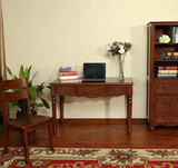 新款包邮 欧美式彩绘卧室书桌椅写字桌棕色仿古办公室桌椅现货