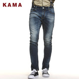 KAMA 卡玛 秋季款男装 水洗背带休闲牛仔裤男长裤子 2314302