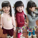 女童加绒加厚打底衫2016冬季童装韩版儿童宝宝卡通中领卫衣T恤