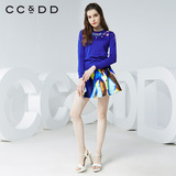 CCDD2016春秋专柜正品新款女波普印花半身短裙时尚撞色拼接A字裙