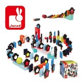 包邮法国木玩Janod 大型 可爱企鹅多米诺骨牌 益智玩具机关配件多