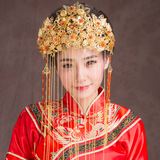 中式新娘古装头饰秀禾和服复古套装凤冠步摇流苏结婚凤冠婚纱饰品