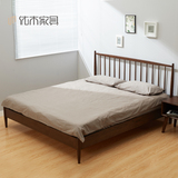 纯实木双人人床1.8米进口白橡木实木床1.5米卧室原木日式简约家具