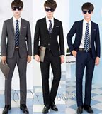韩版西装一套男修身西服外套潮 商务职业正装工作服男士婚用礼服