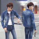 2016春季新款韓版男士牛仔外套修身休闲學生牛仔夹克上衣装潮大碼