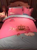 儿童全棉四件套1.5公主款卡通纯棉粉色单人被套床单童话女孩套件