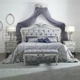 实木婚房欧式新古典现代卧室雕刻软包布皮艺双人床
