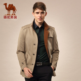 骆驼纯色风衣夹克男装 新款2015男士外套秋季青年中长款修身英伦