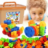 儿童礼物桶装创意百变积木 宝宝大块益智塑料拼装拼插 女男孩玩具