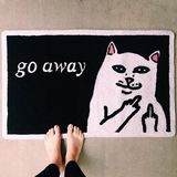 潮牌欧美竖中指鄙视猫地毯黑白个性创意拍照地毯门垫玄关垫可定制