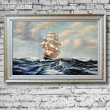 扬帆起航 世界名画 手绘油画 欧式风景大海帆船海景 客厅别墅挂画