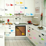 小鱼儿 墙贴厨房卫生间浴缸瓷砖贴防水玻璃贴 卡通儿童房 特价