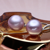 紫罗兰 天然珍珠耳钉耳环 正圆无暇强光 925纯银 气质精品 包邮