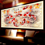 印花3d十字绣新款客厅系列连年年有余鱼九鱼图十字绣餐厅鱼福图款