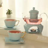 欧式田园色釉陶瓷花草茶具加厚耐热过滤玻璃花茶壶下午茶咖啡杯具