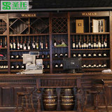 红酒实木酒架 樟子松定做酒架圣托JEP002 欧式酒庄酒柜中岛柜
