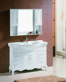 白色欧式橡木落地浴室柜 一体陶瓷盆卫浴柜 洗脸盆洗手柜 1.2米
