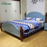地中海田园实木床白色双人床1.8米1.5美式乡村床卧室家具高箱储物