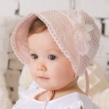 韩国代购正品镂空花朵公主帽子婴儿童全棉护耳帽子女宝宝胎帽
