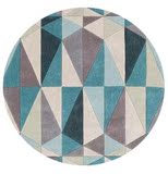 1.5米圆形蓝色菱形格子地毯 现代简约几何地毯现货 沙发客厅地毯