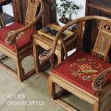 现代新中式棉麻办公室茶楼椅垫餐椅垫太师椅垫餐桌椅子仿古椅坐垫